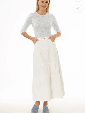 Dress Blank White Tiered Maxi Skirt